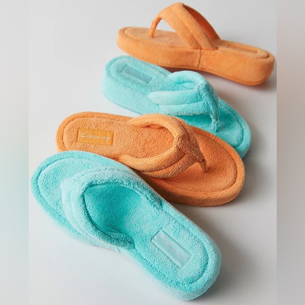 Circus NY Bali Blue Terry Turquoise Padded Laina Wedge Sandals